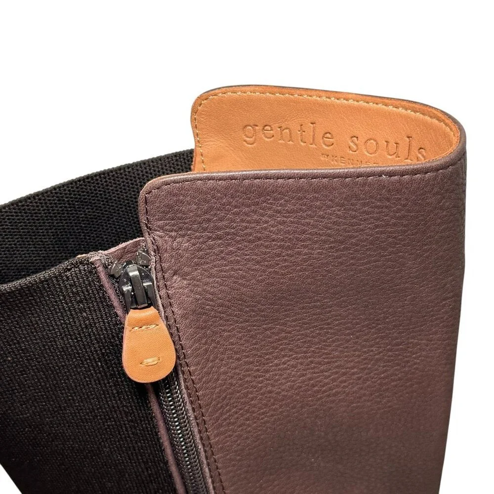 $249 Gentle Souls Kenneth Cole Emma Stretch Tall Boots Chocolate Brown 7.5 M NEW